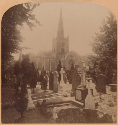 Iglesia en Stratford-on-Avon, Inglaterra - donde yacen los restos mortales de Shakespeare, 1900 de Underwood and Underwood