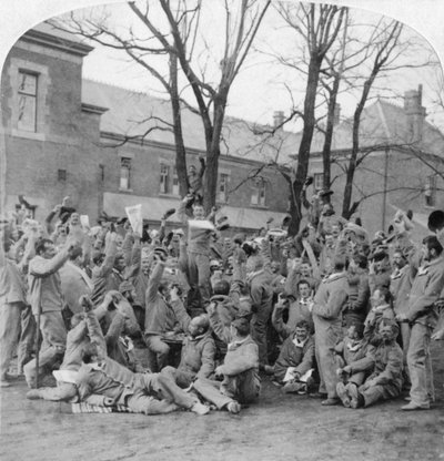 Soldados convalecientes, hospital general no 10, Bloemfontein, Sudáfrica, Guerra de los Bóers, 1901 de Underwood and Underwood
