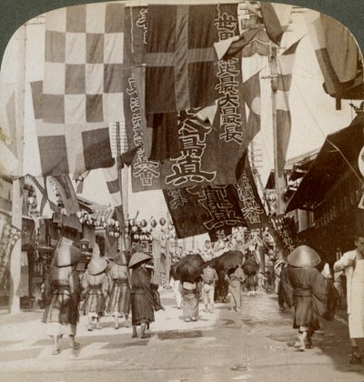 Dotombori, o Calle del Teatro, Osaka, Japón, 1904 de Underwood and Underwood