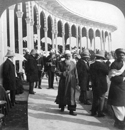 Reunión en el gran anfiteatro Durbar, Delhi, India, 1903 de Underwood and Underwood