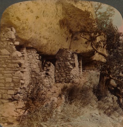 Hogares de una raza desaparecida - Viviendas en acantilados en Walnut Canyon, Arizona, 1903 de Underwood and Underwood