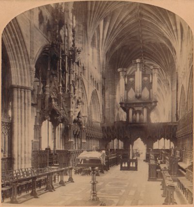 Interior de la Catedral de Exeter, Inglaterra de Underwood and Underwood