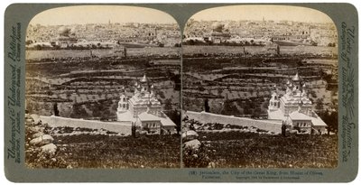 Jerusalén, vista desde el Monte de los Olivos, Palestina, 1901 de Underwood and Underwood