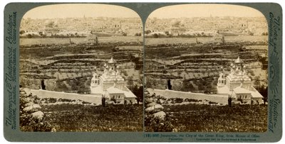 Jerusalén, vista desde el Monte de los Olivos, Palestina, 1901 de Underwood and Underwood