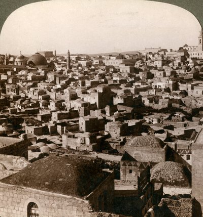 Jerusalén, vista desde la muralla norte, Palestina, 1897 de Underwood and Underwood