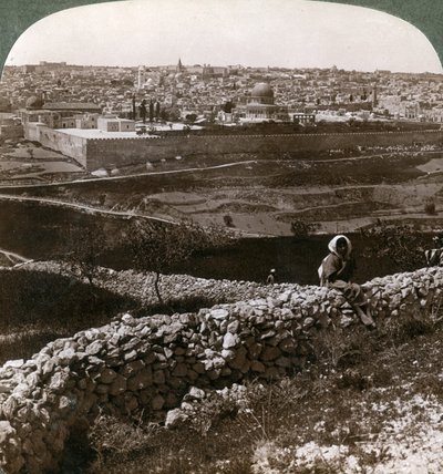 Jerusalén, vista desde el sureste, mostrando el sitio del templo, Palestina, 1900s de Underwood and Underwood