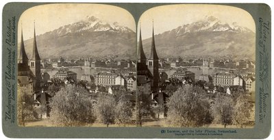 Lucerna y el Monte Pilatus, Suiza, 1903 de Underwood and Underwood