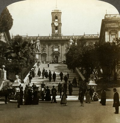 Palacio Senatorial, Piazza del Campidoglio, Colina Capitolina, Roma, Italia de Underwood and Underwood