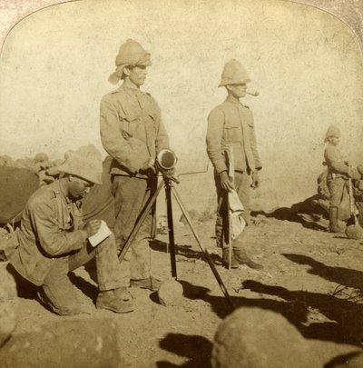 Señaleros del Regimiento de Yorkshire, Colina de Nueva Zelanda, Sudáfrica, Guerra de los Bóers, 1900 de Underwood and Underwood