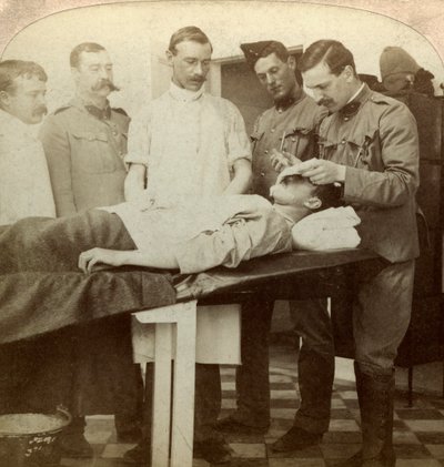 Soldado caído en el frente, Hospital Wynberg, Ciudad del Cabo, Sudáfrica, Guerra de los Bóeres, 1899-1902 de Underwood and Underwood