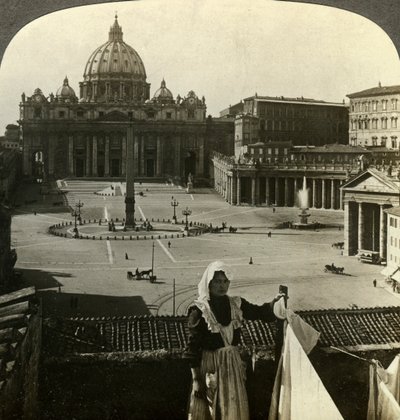 Plaza de San Pedro y Basílica y el Vaticano, Roma, Italia de Underwood and Underwood