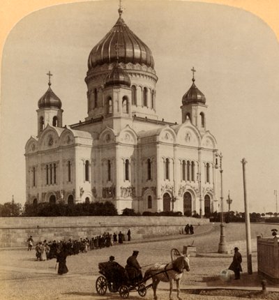 Templo de Nuestro Salvador, la iglesia más grande de Moscú, Rusia de Underwood and Underwood