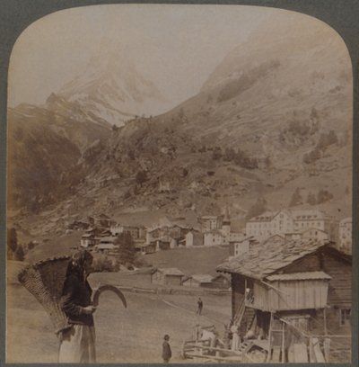 El santuario de los espíritus alpinos - el encantador Zermatt y el Matterhorn Suiza, 1901 de Underwood and Underwood