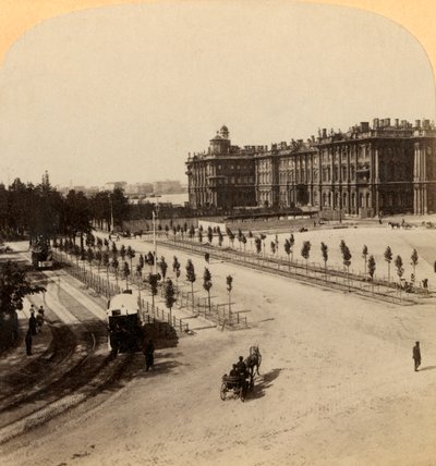 El Palacio de Invierno Imperial desde Nevsky Prospect, San Petersburgo, Rusia, 1897 de Underwood and Underwood