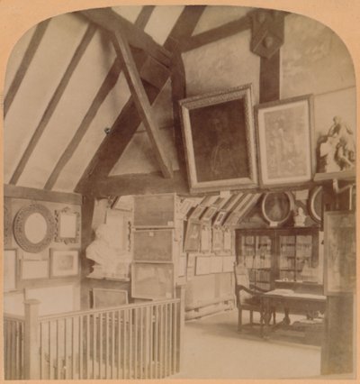 La Biblioteca en la Casa de Shakespeare, Stratford-on-Avon, Inglaterra, 1900 de Underwood and Underwood