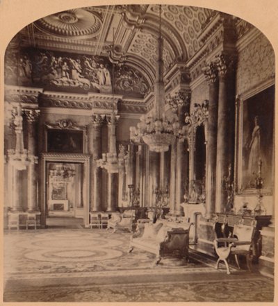 La espléndida sala azul de la Reina, Palacio de Buckingham, Londres, Inglaterra, 1900 de Underwood and Underwood