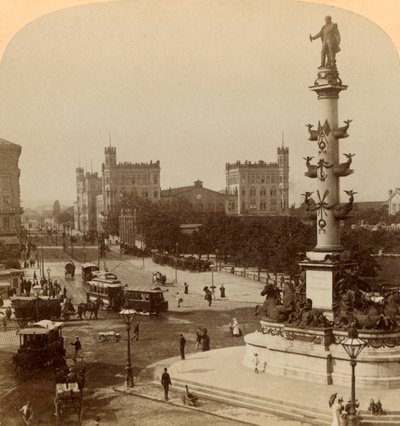 El Monumento Tegetthoff, en el Prater-Stern, Viena, Austria, 1898 de Underwood and Underwood
