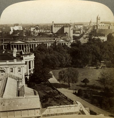 La Casa Blanca y el Edificio del Tesoro, Washington DC, EE.UU. de Underwood and Underwood