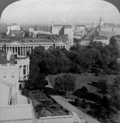 La Casa Blanca y el edificio del Tesoro, Washington DC, EE.UU. de Underwood and Underwood