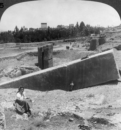Las ruinas de Baalbek Balabakk, Siria, 1900 de Underwood and Underwood