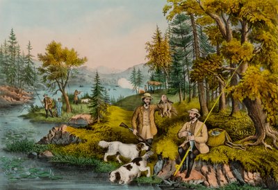 Escenas de caza, pesca y bosques--Buena suerte a todos de Unidentified