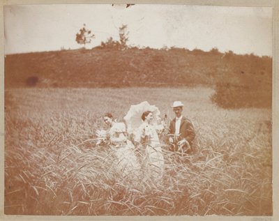 [Tres amigos en un campo] de Unidentified