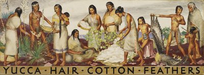 Yuca, pelo, algodón, plumas (estudio mural) de Unidentified
