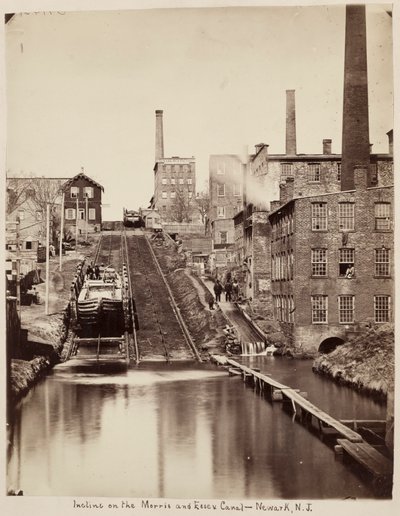 Inclinación en el Canal Morris y Essex, Newark, Nueva Jersey, c. 1870 de Unidentified Photographer.