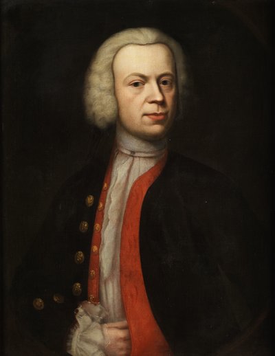 Retrato de medio cuerpo de un caballero con peluca de Unidentified painter label QS