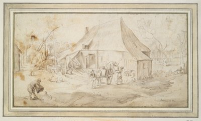Una granja con tres figuras de Unknown