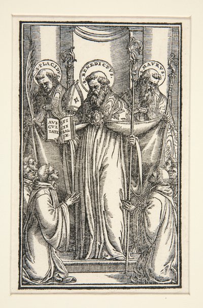 Ilustración de libros con tres santos de Unknown