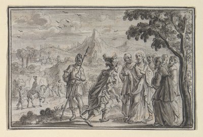 Centurión suplicando a Cristo (?) (Lucas 7, Mt 8), una de las cuatro escenas de la vida de Cristo de Unknown