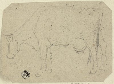 Vaca pastando (recto); Cabeza de un animal (verso) de Unknown