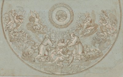Diseño para un ábside con frailes franciscanos y grupos de ángeles de Unknown
