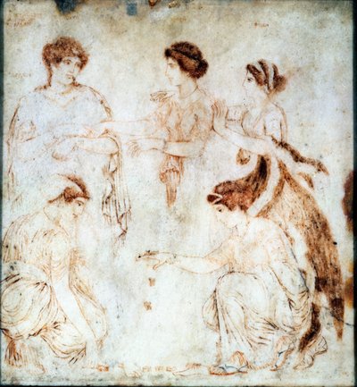 Jugadores de Dados, Herculano, siglo I d.C. (pintura encáustica sobre mármol) de Unknown