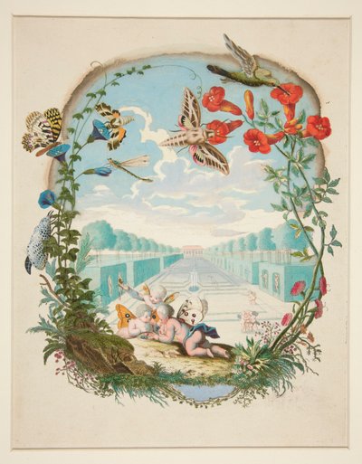 Escena de hadas con colibríes y hadas. de Unknown