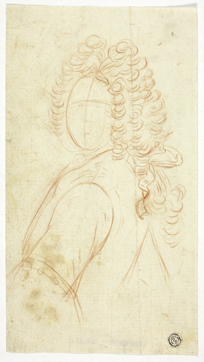 Boceto de Medio Cuerpo de Caballero con Peluca de Unknown