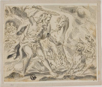 Hércules, Cerbero y las yeguas de Diomedes de Unknown