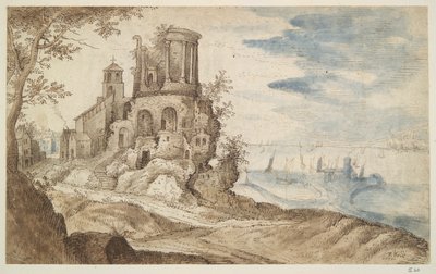 Paisaje imaginario con el Templo de Sibylla, Tivoli de Unknown