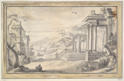Paisaje italiano con villa imaginaria de Unknown