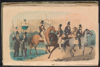 Trajes y estandartes de las guardias de honor de Alkmaar, Monnickendam, Hoorn, Purmerend, Edam y Grootebroek, 1840-1842 VIII. Grupo (título en objeto) de Unknown