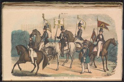 Trajes y estandartes de las guardias de honor de Delfzijl, Zwolle, Deventer, Medemblik, Winschoten y Texel, 1840-1842 VIII. Grupo (título en objeto) de Unknown