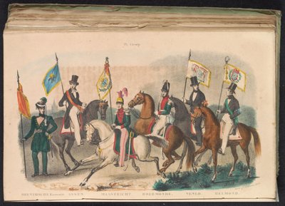 Trajes y estandartes de las guardias de honor de Drenthe, Assen, Maastricht, Roermond, Venlo y Helmond, 1840-1842 IX. Grupo (título en objeto) de Unknown
