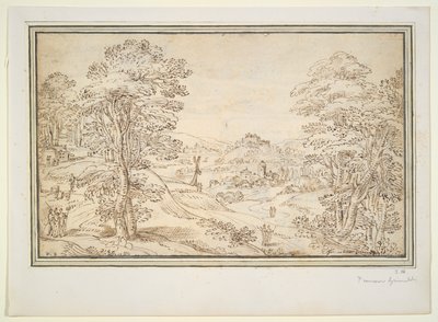 Paisaje (anverso); Vista de una ciudad (verso) de Unknown