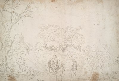 paisaje con caravana de Unknown