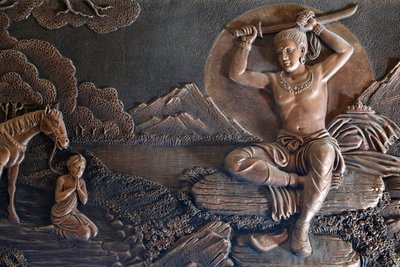 Templo budista Linh Phong, vida de Buda, lejos del palacio, el príncipe Siddartha cambió sus ropas finas por harapos y se cortó el cabello, Dalat, Vietnam de Unknown