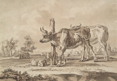 Prado con vacas y ovejas de Unknown