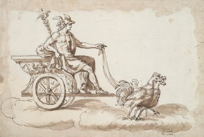 Mercurio en un carro tirado por gallos de Unknown