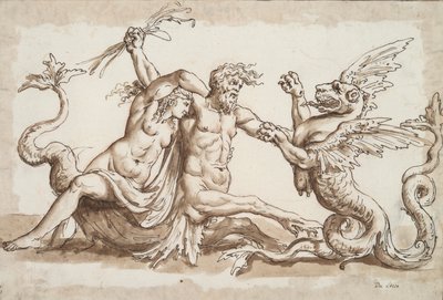 Nereida y Tritón luchando contra un grifo de Unknown
