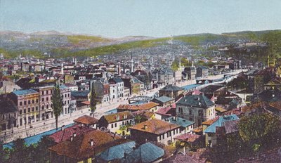 Postal que representa Sarajevo y el muelle Appel, 1913 de Unknown